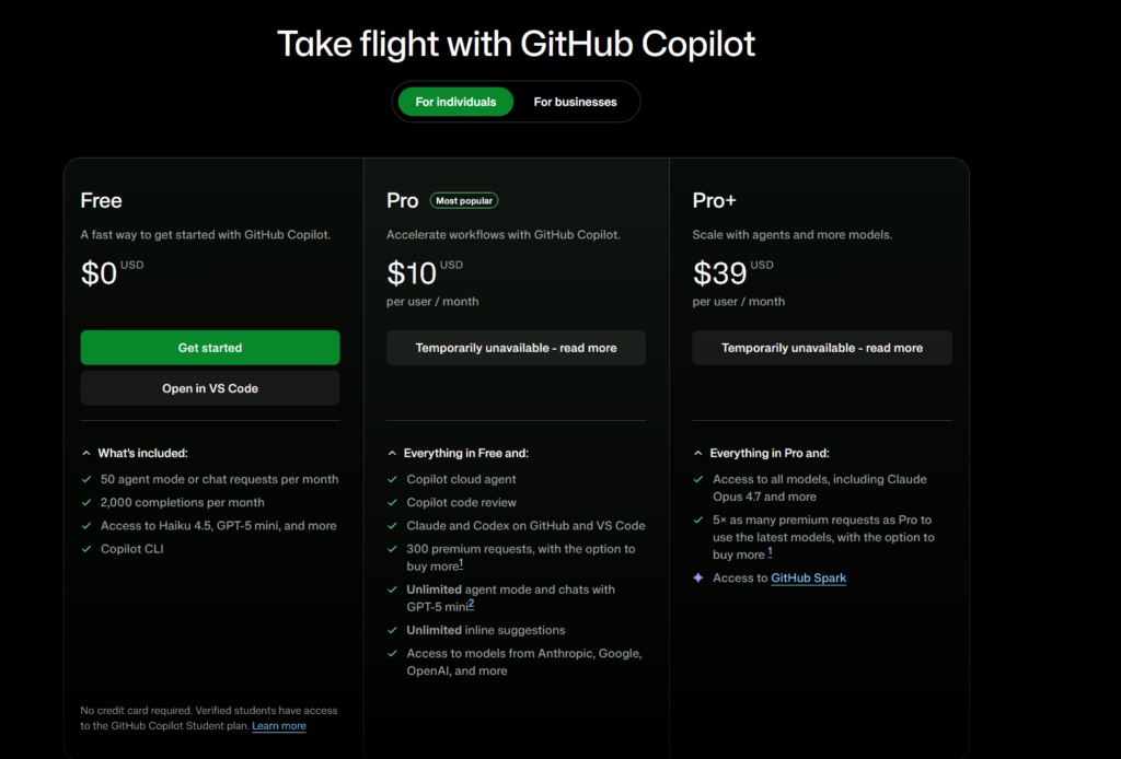 Showcases Github is not available for individuals
